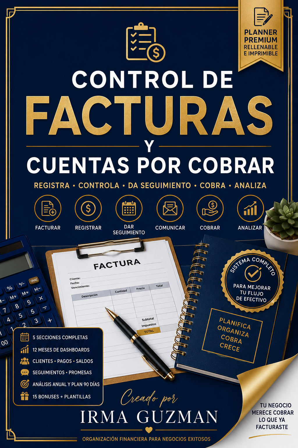 Control de Facturas y Cuentas por Cobrar | Planner Digital Premium para Negocios