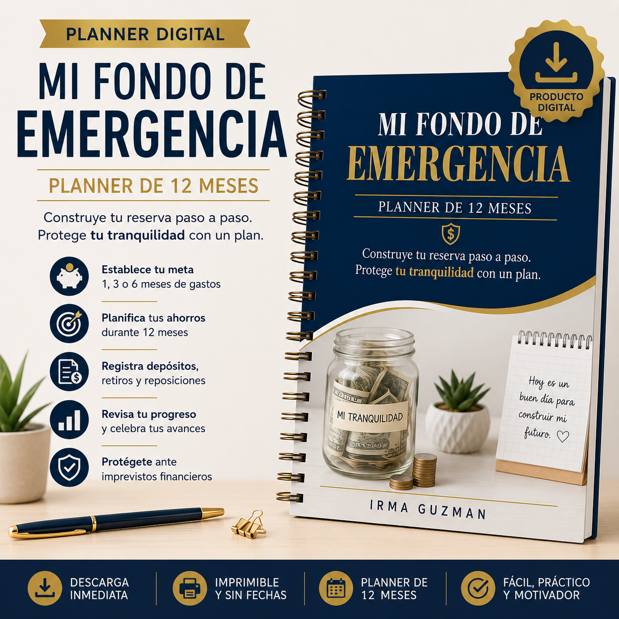 Mi Fondo de Emergencia | Planner Digital de 12 Meses