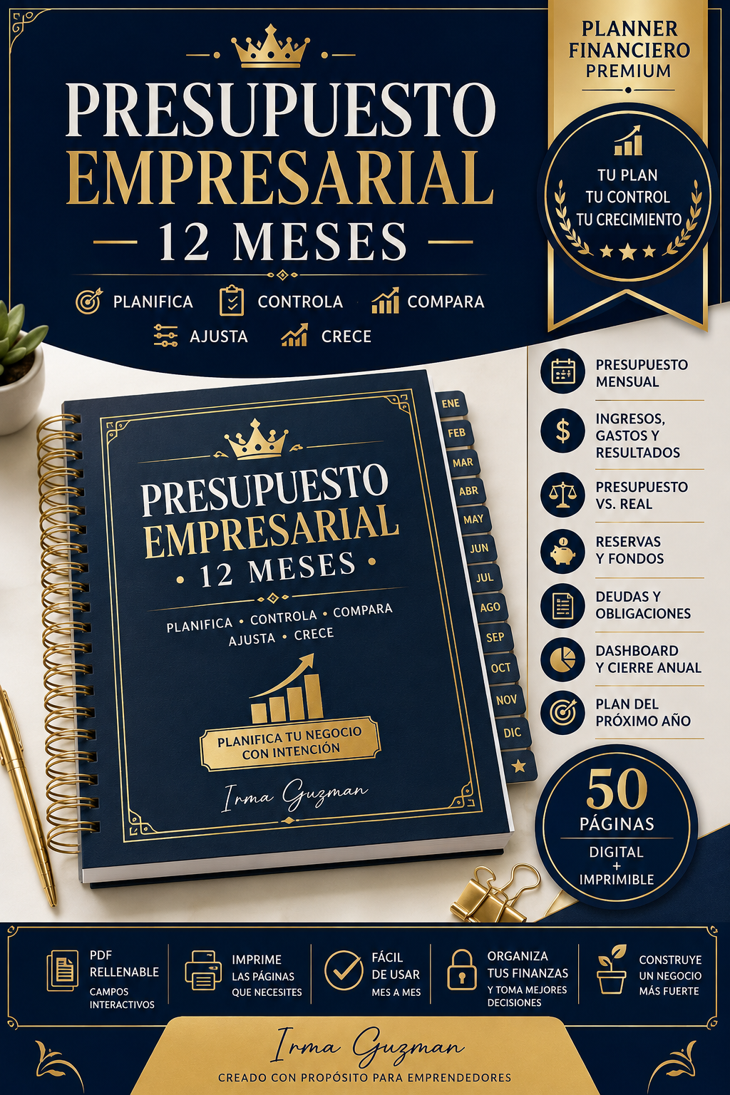 Presupuesto Empresarial 12 Meses | Planner Financiero Digital para Pequeños Negocios