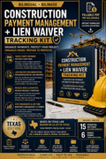 Construction Payment Management + Lien Waiver Tracking Kit | Texas Edition | Bilingual Fillable PDF