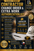 Contractor Change Order & Extra Work Authorization Kit | Texas Edition | Bilingual Fillable PDF