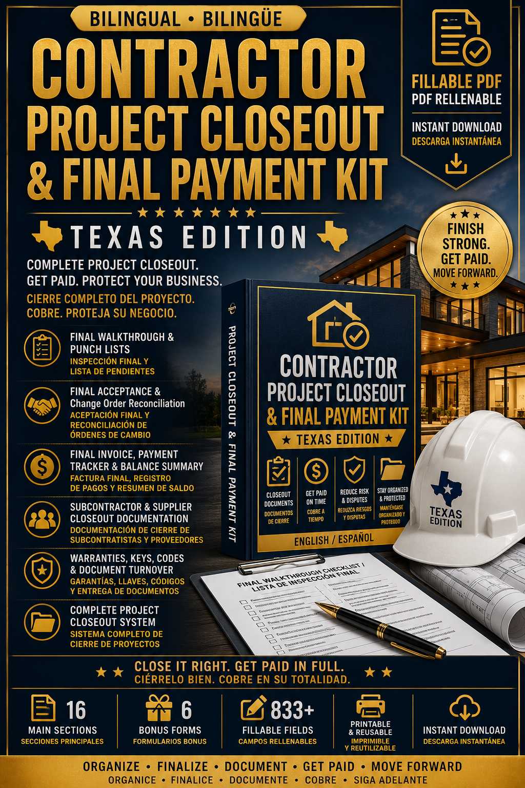 Contractor Project Closeout & Final Payment Kit — Texas Edition
