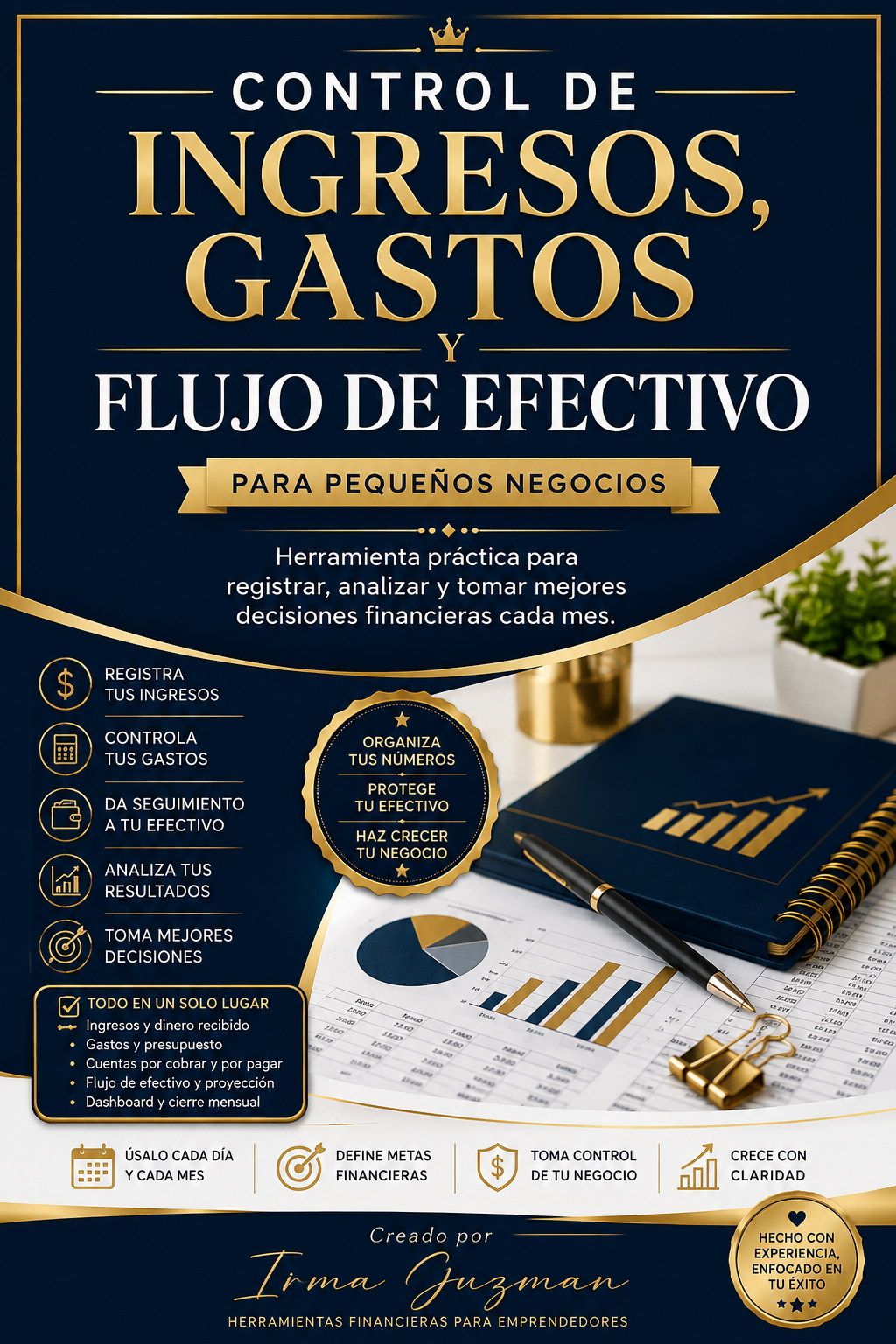 Control de Ingresos, Gastos y Flujo de Efectivo | Plantilla Financiera para Pequeños Negocios