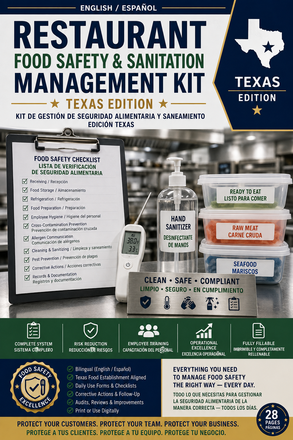 Restaurant Food Safety & Sanitation Management Kit — Texas Edition