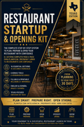 Restaurant Startup & Opening Kit — Texas Edition | Bilingual Fillable Restaurant Business Planner  Descripción