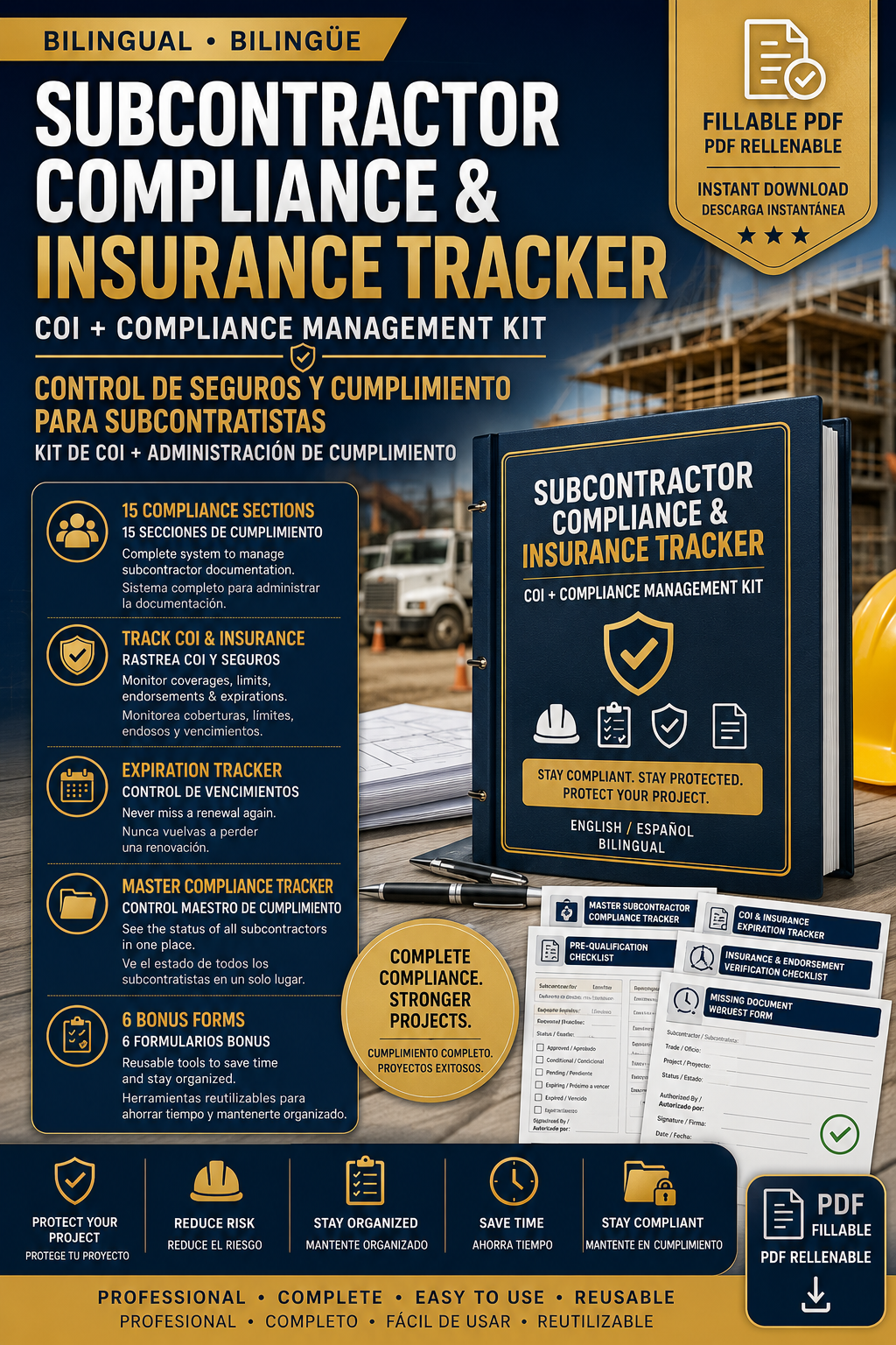 Subcontractor Compliance & Insurance Tracker | COI + Compliance Management Kit | Bilingual